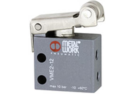 3/2-Wege-Miniaturventil mechan., Rollenhebel, NO, 4 mm seitlich