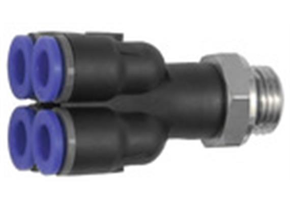 Mehrfachverteiler »Blaue Serie«, 4-fach, drehbar, G 1/4 a. Ø 4mm