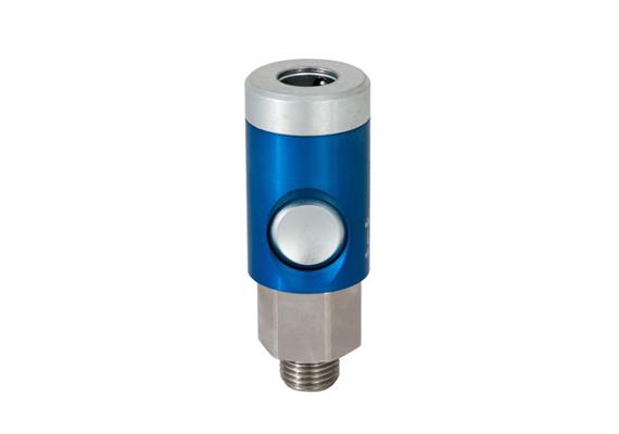 Schnellverschluss-Druckknopf-Kupplung DN7.4, absperrend, 2-Stufig, Messing/Stahl/Aluminium