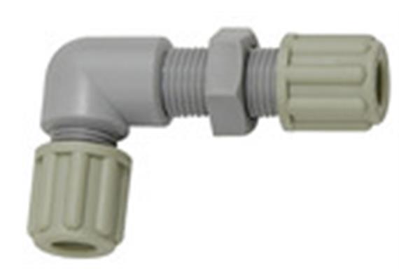 Winkel-Schottverbindung, M16x1,5, für Schlauch 8/10 mm, SW 22, PA