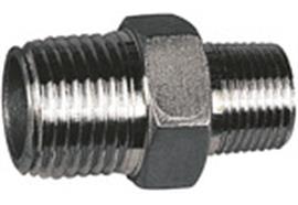 Double threaded nipple reducing, hexagonal, G1/2male - G3/8male, stainless steel 1.4408