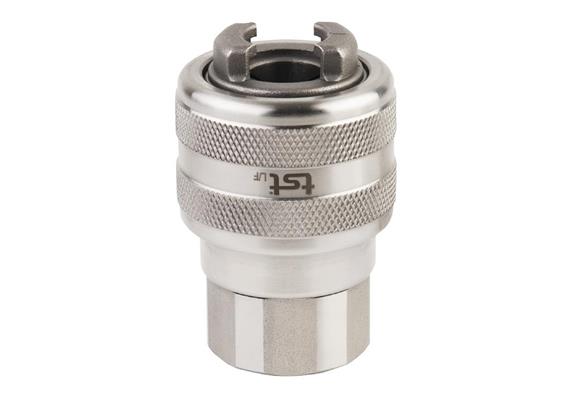 Quick action rotating sleeve coupling heavy-duty DN19, closing, 2-steps, stainless steel