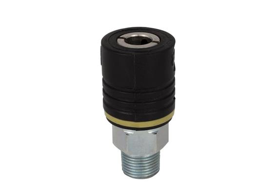 Quick action sliding sleeve coupling DN5.5, closing, 2-steps, Steel/Plastic