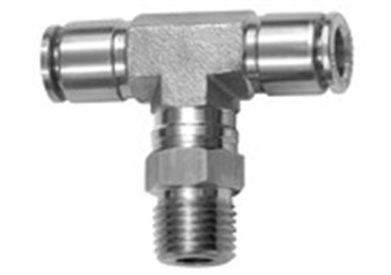 T-Steckverschraubung, drehbar, R 1/2 a., Schlauch-Ø 16, ES 1.4404