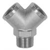 Verteiler 2fach, Eingang R3/8 AG, Abgang 2 x G3/8 IG, Messing vernickelt