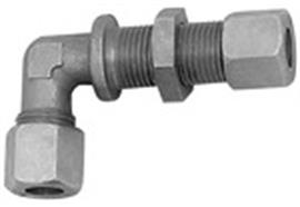 Winkel-Schottverschraubung, Rohr-Außen-Ø 15 mm, Stahl verzinkt