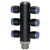 T-Mehrfachverteiler »Blaue Serie«, 6-fach, drehbar, R 1/8 a. Ø4mm